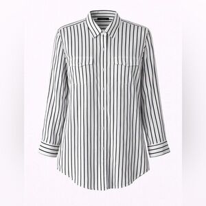 Ralph Lauren Black & White Pinstripe Button-Down Shirt | Size L